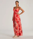 Vacay Attitude V-Neck Floral Tropical Maxi Dress
