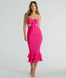 Bold Babe Cutout Ruffle Hem Chiffon Midi Dress