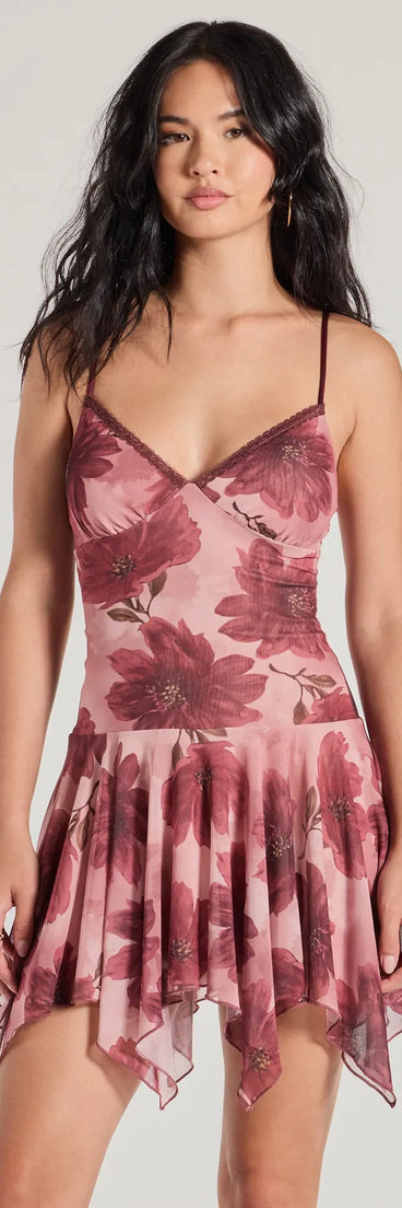 Sweet Dreams Hanky Hem Floral Mini Dress