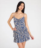 Sun And Blooms Floral Chiffon Skater Dress