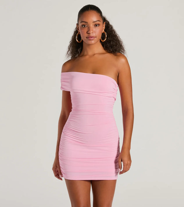 The Gorgeous One Shoulder Bodycon Mini Dress is a mini dress that will make a statement with its short hemline and on-trend details to have you ready for any event!