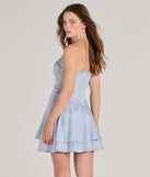 The Sweet Status Floral Satin Corset Skater Dress is a stylish light_20blue floral dress featuring a fresh seasonal print and flattering design, perfect for garden parties, bridal showers, Valentine's Day celebrations, or everyday spring styling.