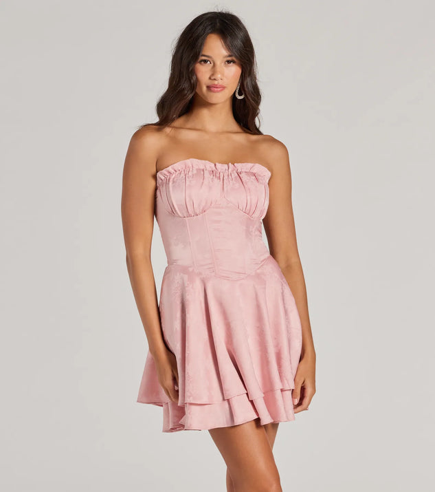 Bring a fun and feminine vibe with the Sweet Status Floral Satin Corset Skater Dress, a scroll-stopping style from Windsor's pink homecoming dress collection that brings playful charm to every HOCO moment.