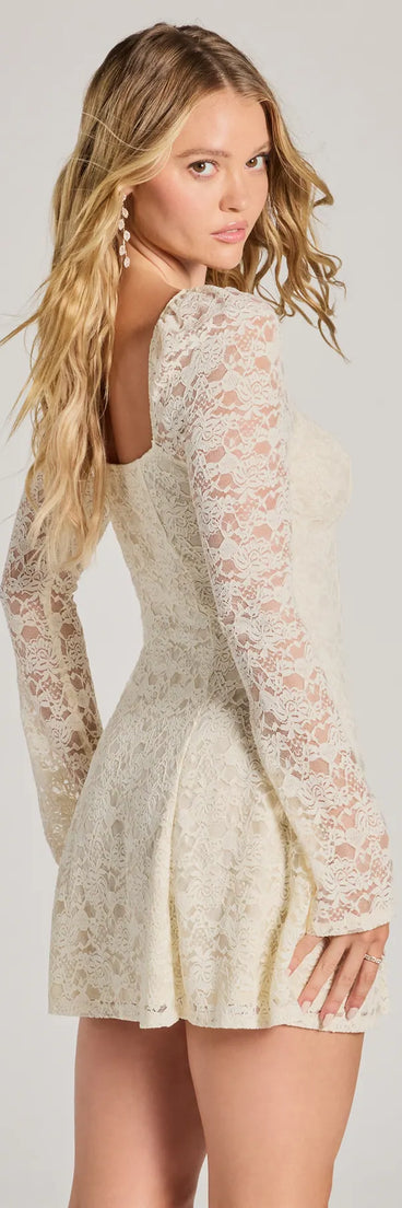 The Romance Talks Long Sleeve A-Line Lace Mini Dress is a mini dress that will make a statement with its short hemline and on-trend details to have you ready for any event!