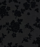 Chic Sheer Sleeve Floral Velvet Burnout Mini Dress, a trendy black mini dress featuring modern details and a fresh seasonal hue, perfect for creating chic 2025 looks.