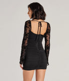 Own every entrance in the Chic Drama Flocked Floral Long Sleeve Mini Dress, a black party dress perfect for milestone birthdays and grad parties, or dancing through summer nights and unforgettable bachelorette celebrations.