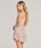 The True Love In Floral V-Neck Corset Skater Dress is a mini dress in natural, perfect for an above-the-knee party dress or a bold cocktail look, with a short hemline designed to make a statement.