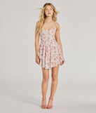 Make a bold statement in the True Love In Floral V-Neck Corset Skater Dress in natural, the perfect spring dress for weddings, cocktail hours, nights out, and/or seasonal celebrations.