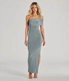 Undeniable Beauty One-Shoulder High Slit Knit Maxi Dress