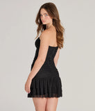 Revamp your 2025 wardrobe with this chic addition, the Trendy-Glam Rhinestone Mesh Drop Waist Mini Dress in black, perfect for elevating your style in the new year.