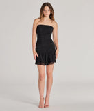 Revamp your 2025 wardrobe with this chic addition, the Trendy-Glam Rhinestone Mesh Drop Waist Mini Dress in black, perfect for elevating your style in the new year.
