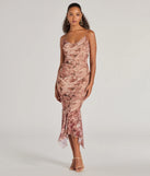 With its mid-calf hem and popular flattering fit, the Bloom With A View Floral Ruffle Midi Dress in brown nails the balance of trend and ease, redefining go-to midi dresses for any occasion.