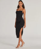Revamp your 2025 wardrobe with this chic addition, the Classic Glam Glitter Knit High Slit Midi Dress in black, perfect for elevating your style in the new year.