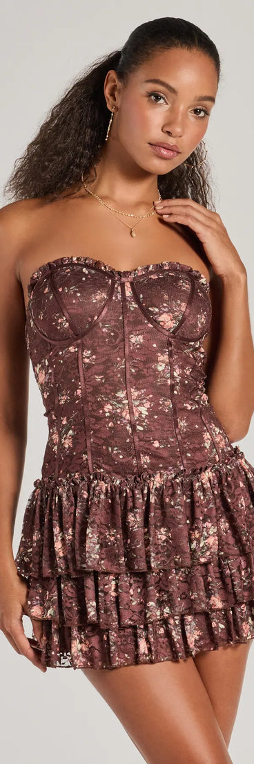 The Flirty Fleur Strapless Floral Lace Mini Dress is a mini dress that will make a statement with its short hemline and on-trend details to have you ready for any event!