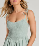The midi dress length on the Picture Perfect V-Neck Smocked A-Line Midi Dress provides an elevated silhouette perfect for any party, occasion, or everyday styling.
