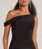 Make a bold statement in the Can't Deny It One-Shoulder Bodycon Midi Dress in black, the perfect spring dress for weddings, cocktail hours, nights out, and/or seasonal celebrations.