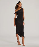 Revamp your 2025 wardrobe with this chic addition, the Can't Deny It One-Shoulder Bodycon Midi Dress in black, perfect for elevating your style in the new year.