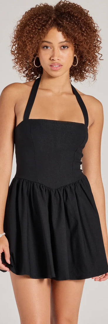 Revamp your 2025 wardrobe with this chic addition, the Twirl Perfection Drop Waist Skater Dress in black, perfect for elevating your style in the new year.