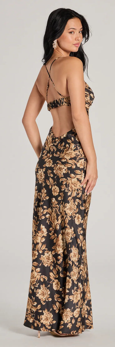 Revamp your 2025 wardrobe with this chic addition, the Gorgeous Bloom Floral Satin Maxi Dress in black, perfect for elevating your style in the new year.