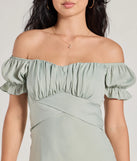 Sure To Adore Puff Sleeve A-Line Midi Dress