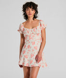 Step into winter chic with the Sure To Adore Puff Sleeve A-Line Short Floral Dress, a ivory mini dress featuring an above-the-knee cut ideal for cocktail parties, festive gatherings, or clubwear.