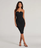 Revamp your 2025 wardrobe with this chic addition, the Sleek Sophistication Sleeveless Ruched Midi Dress in black, perfect for elevating your style in the new year.