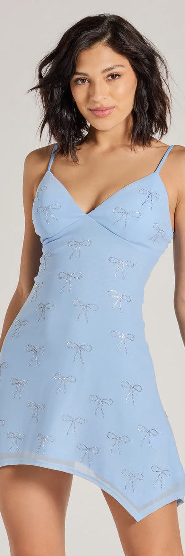 The Major Flirt Rhinestone Bow A-Line Mini Dress is a mini dress that will make a statement with its short hemline and on-trend details to have you ready for any event!