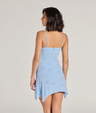 Major Flirt Rhinestone Bow A-Line Mini Dress, a trendy blue mini dress featuring modern details and a fresh seasonal hue, perfect for creating chic 2025 looks.
