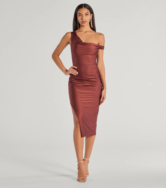 Iconic Silhouette Off-Shoulder High Slit Midi Dress | Windsor