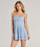 Shine with confidence, elegance, and standout style in the Bring The Glitz Glitter Knit Skater Dress—a light blue graduation dress designed with a fresh silhouette and the latest trends.