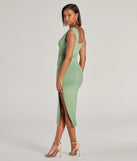 Revamp your 2025 wardrobe with this chic addition, the Make It Stunning Sleeveless Bodycon Slit Midi Dress in sage green, perfect for elevating your style in the new year.