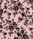 Charming Demure Flocked Velvet Floral Skater Dress