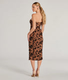The Chic Attire Flocked Velvet Floral Midi Dress is a stylish taupe floral dress featuring a fresh seasonal print and flattering design, perfect for garden parties, bridal showers, Valentine's Day celebrations, or everyday spring styling.