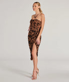 The Chic Attire Flocked Velvet Floral Midi Dress is a stylish taupe floral dress featuring a fresh seasonal print and flattering design, perfect for garden parties, bridal showers, Valentine's Day celebrations, or everyday spring styling.