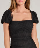 Revamp your 2025 wardrobe with this chic addition, the Delicate Expression Bow Back Chiffon Mini Dress in black, perfect for elevating your style in the new year.