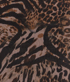 Make a bold statement in the Sultry Leopard Print Mesh Lace-Up Midi Dress in brown, the perfect spring dress for weddings, cocktail hours, nights out, and/or seasonal celebrations.