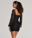 Feel instantly put-together in the Here To Allure Sheer Lace Long Sleeve Mini Dress in black, a summer wedding guest dress designed for confident style and all-out celebration.