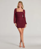 Make a bold statement in the Lovely Vibe Pearl Mesh Long Sleeve Mini Dress in wine, the perfect spring dress for weddings, cocktail hours, nights out, and/or seasonal celebrations.