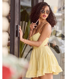 Shine with confidence, elegance, and standout style in the Spring Forward Strappy Back Skater Dress—a yellow graduation dress designed with a fresh silhouette and the latest trends.
