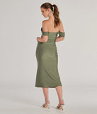 Revamp your 2025 wardrobe with this chic addition, the Exceptional Off-The-Shoulder Flared Midi Dress in sage green, perfect for elevating your style in the new year.