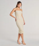 Step into milestone moments with the Lacey Affair Strapless Bodycon Midi Dress, a standout in ivory dresses perfect for birdal showers, Easter celebrations, and 2025 grad looks.