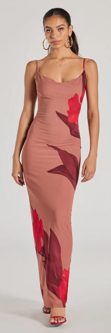 Celebrate the special day in the Gorgeous Aura Floral Mesh Maxi Dress, a taupe country wedding guest dress with soft, romantic details that blend charm and sophistication.