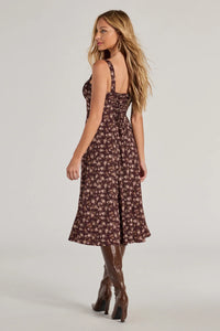 Chic Fall Vibe Ditsy Floral Corset Midi Dress