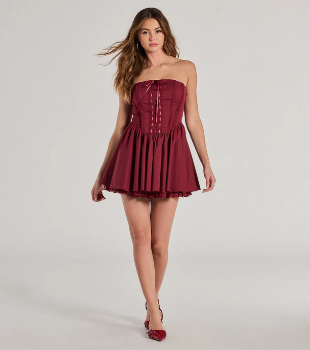 Adorably Flirty Lace Trim Drop Waist Skater Dress | Windsor