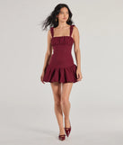 Revamp your 2025 wardrobe with this chic addition, the Adorable Aura Drop Waist Bubble Hem Skater Dress in wine, perfect for elevating your style in the new year.