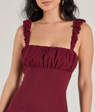 Revamp your 2025 wardrobe with this chic addition, the Adorable Aura Drop Waist Bubble Hem Skater Dress in wine, perfect for elevating your style in the new year.