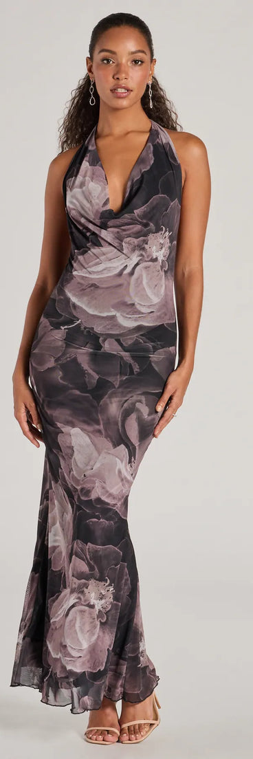 Make the big day unforgettable with the Drama-Worthy Abstract Floral Mesh Maxi Dress, a gorgeous black bridesmaid dress that balances elegance and affordability.