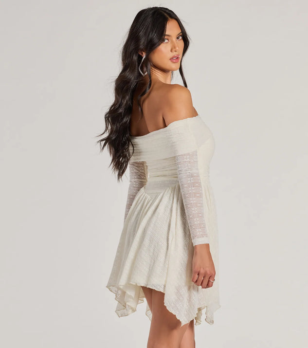 Bohemian Chic Lace Off-The-Shoulder Skater Dress | Windsor Bohemian Chic Lace Off-The-Shoulder Skater Dress | Windsor