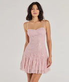 Step into seasonal chic with the Sweet Glamour Beaded Strap Lace Mini Dress, a pink mini dress featuring an above-the-knee cut ideal for cocktail parties, festive gatherings, or clubwear.