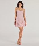 Make a bold statement in the Sweet Glamour Beaded Strap Lace Mini Dress in pink, the perfect spring dress for weddings, cocktail hours, nights out, and/or seasonal celebrations.
